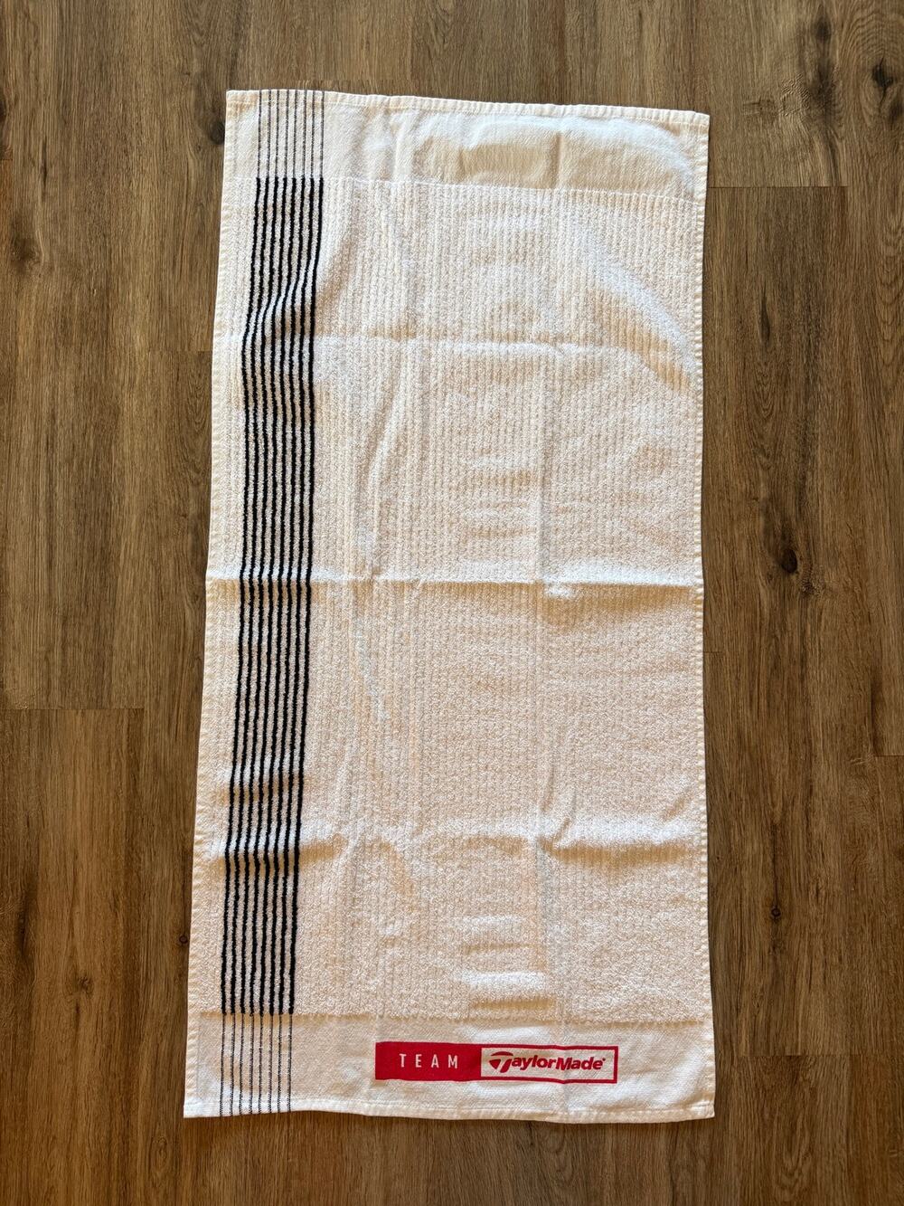 NEW Team TaylorMade Tour Caddie Golf Towel White Black Stripe Player Staff Issue
